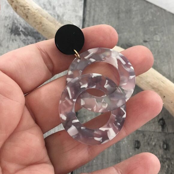 Lucite Double Hoop Earrings - Picture 3 of 5